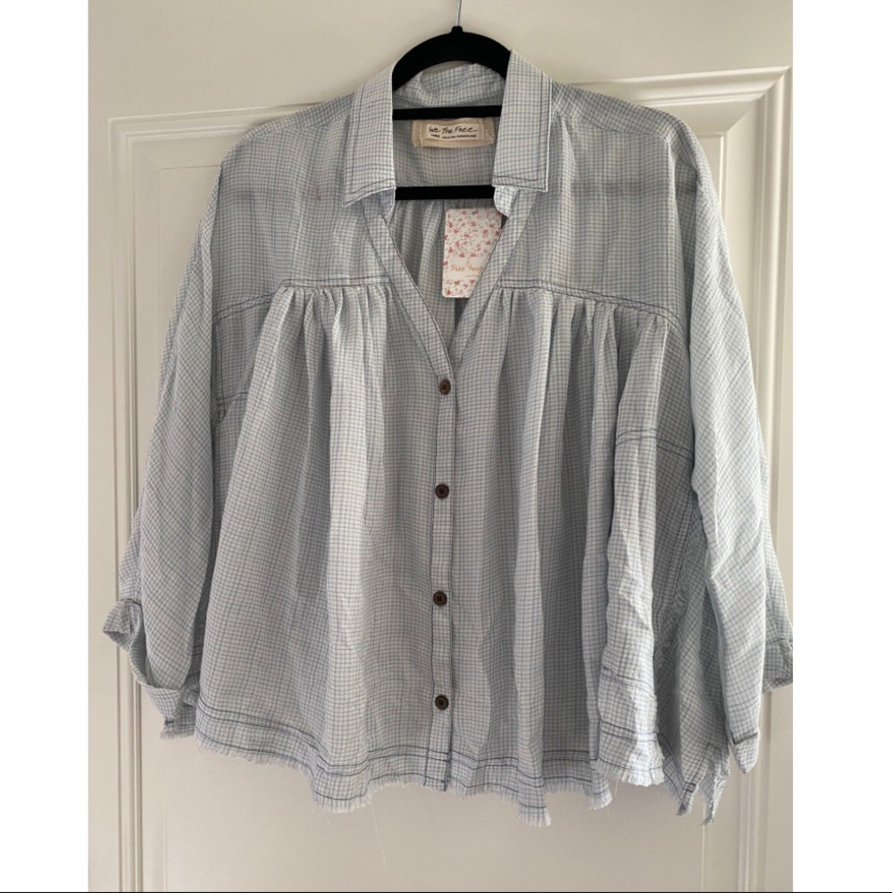 Free People Rainbow Picnic Plaid Top